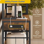 47.2 in Bakers Rack with Power Outlet Coffee Bar with Cabinet