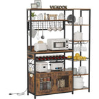 47.2 in Bakers Rack with Power Outlet Coffee Bar with Cabinet