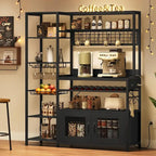47.2 in Bakers Rack with Power Outlet Coffee Bar with Cabinet