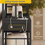 47.2 in Bakers Rack with Power Outlet Coffee Bar with Cabinet