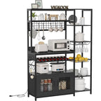 47.2 in Bakers Rack with Power Outlet Coffee Bar with Cabinet