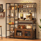 47.2 in Bakers Rack with Power Outlet Coffee Bar with Cabinet