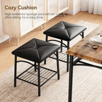 Dining Table Set for 4, Kitchen Table Set with Upholstered Bench and Square Stools