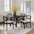 Konstantin Modern Solid Wood Dining Chair with Ratten Back and Removable Cushion Set of 4 by HULALA HOME