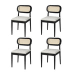 Konstantin Modern Solid Wood Dining Chair with Ratten Back and Removable Cushion Set of 4 by HULALA HOME