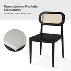 Konstantin Modern Solid Wood Dining Chair with Ratten Back and Removable Cushion Set of 4 by HULALA HOME