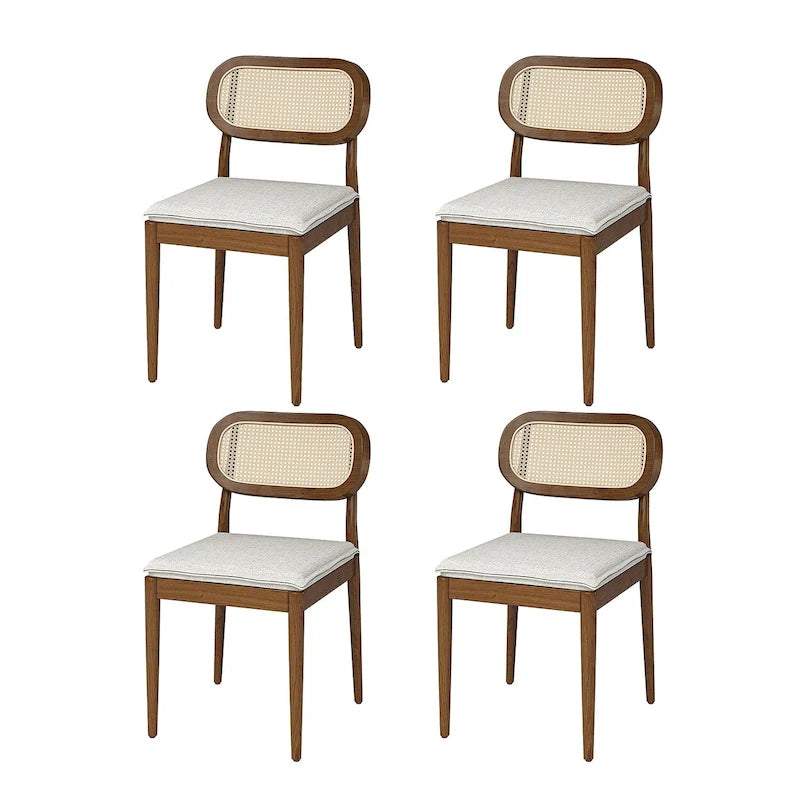 Konstantin Modern Solid Wood Dining Chair with Ratten Back and Removable Cushion Set of 4 by HULALA HOME