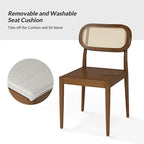 Konstantin Modern Solid Wood Dining Chair with Ratten Back and Removable Cushion Set of 4 by HULALA HOME