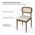 Konstantin Modern Solid Wood Dining Chair with Ratten Back and Removable Cushion Set of 4 by HULALA HOME