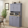 HOMCOM 71 Buffet with Hutch, Farmhouse Kitchen Pantry Storage Cabinet with Microwave Oven Countertop, Drawer