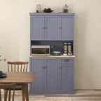 HOMCOM 71 Buffet with Hutch, Farmhouse Kitchen Pantry Storage Cabinet with Microwave Oven Countertop, Drawer