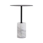 Round End Table with Marble Base, Circular Accent Living Room or Bedside Side Table