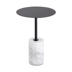 Round End Table with Marble Base, Circular Accent Living Room or Bedside Side Table