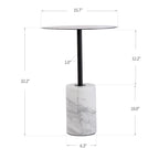Round End Table with Marble Base, Circular Accent Living Room or Bedside Side Table
