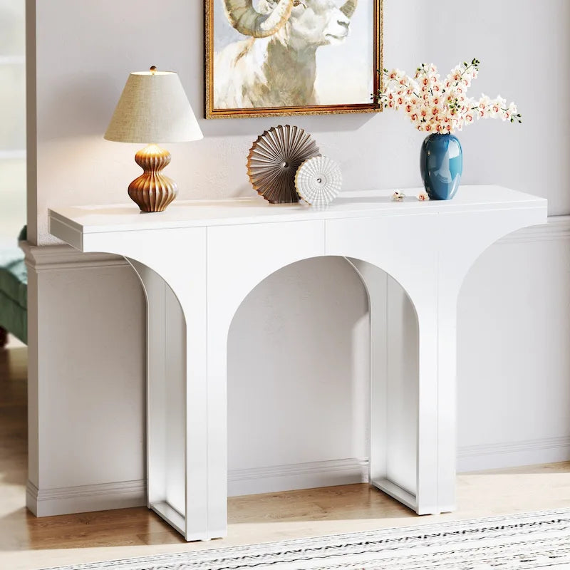 47 Inches Console Table, Black Sofa Table Behind Couch, Vintage Modern Entryway Hallway Table