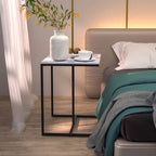 Sintered Stone Sofa Side Table End Table Sofa C Table for Living Room - 17.8x15.6x20.7inch