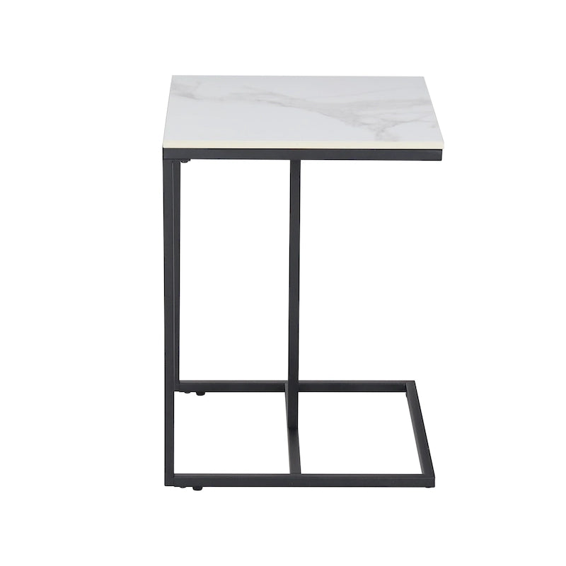 Sintered Stone Sofa Side Table End Table Sofa C Table for Living Room - 17.8x15.6x20.7inch