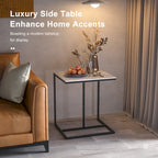 Sintered Stone Sofa Side Table End Table Sofa C Table for Living Room - 17.8x15.6x20.7inch
