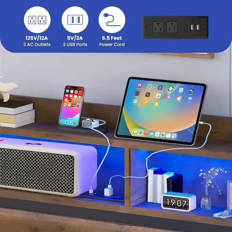 Moasis King Industry Bed Frame Storage Shelves Metal Platform Bed Frame