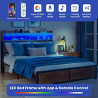 Moasis King Industry Bed Frame Storage Shelves Metal Platform Bed Frame