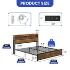 Moasis King Industry Bed Frame Storage Shelves Metal Platform Bed Frame
