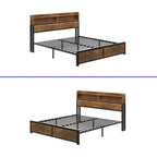 Moasis King Industry Bed Frame Storage Shelves Metal Platform Bed Frame