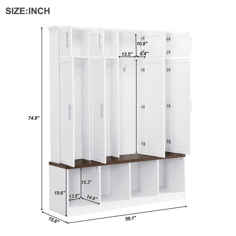 Multi-Functional Hall Tree Entryway Cabinet with Multiple Storage Space