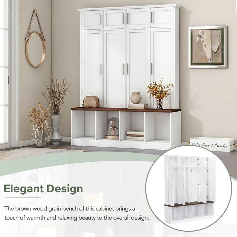 Multi-Functional Hall Tree Entryway Cabinet with Multiple Storage Space
