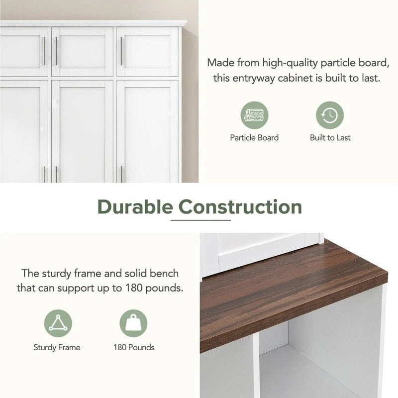 Multi-Functional Hall Tree Entryway Cabinet with Multiple Storage Space