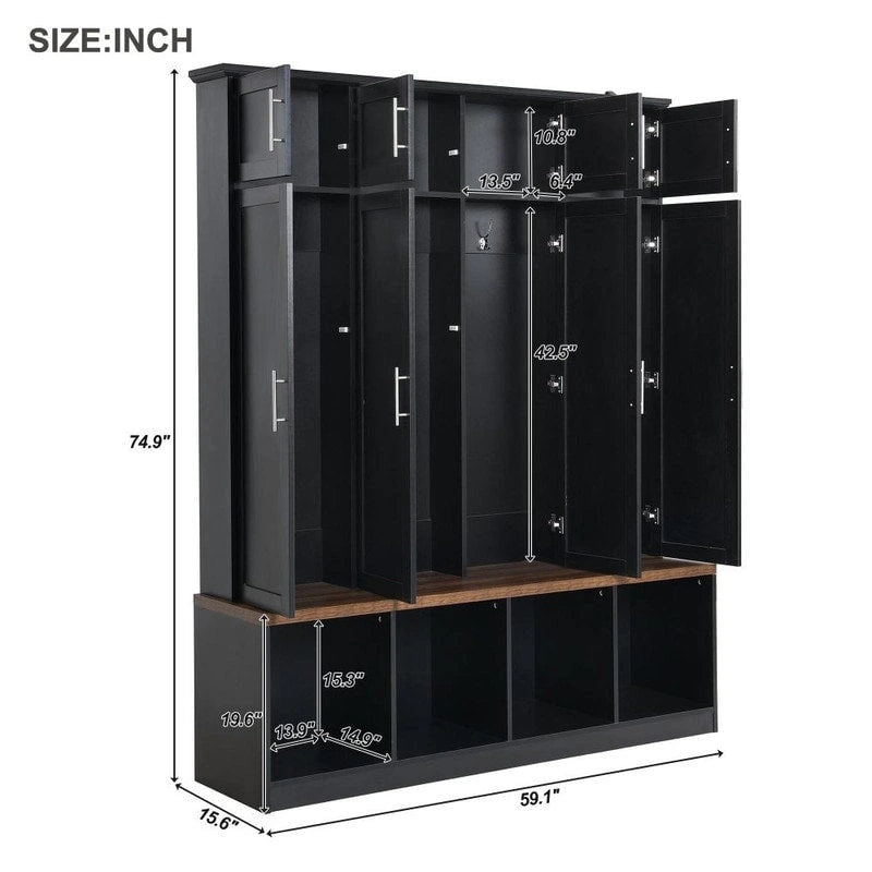 Multi-Functional Hall Tree Entryway Cabinet with Multiple Storage Space