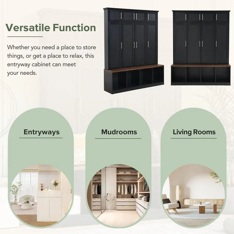 Multi-Functional Hall Tree Entryway Cabinet with Multiple Storage Space