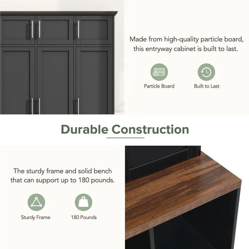 Multi-Functional Hall Tree Entryway Cabinet with Multiple Storage Space
