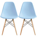 Set of 2 Designer Plastic Eiffel Chairs Solid Wood Legs Retro Dining Molded Shell Hotel Dowel For Kitchen Bedroom Work