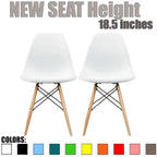 Set of 2 Designer Plastic Eiffel Chairs Solid Wood Legs Retro Dining Molded Shell Hotel Dowel For Kitchen Bedroom Work