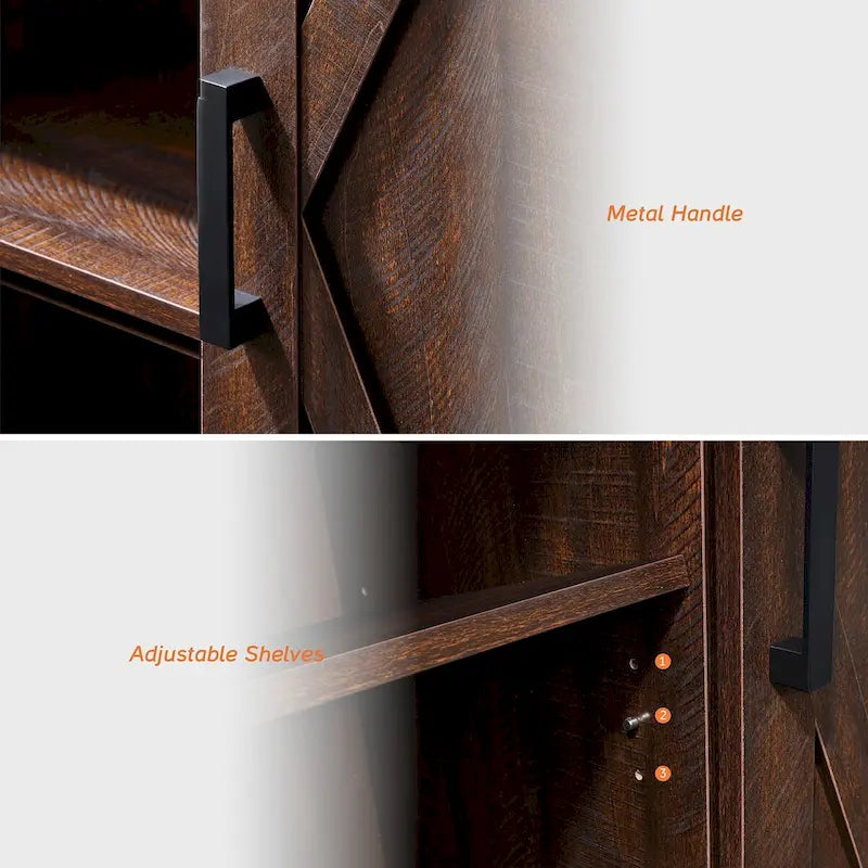 Wampat Farmhouse Sliding Barn Door Wood TV Stand / Storage Cabinet