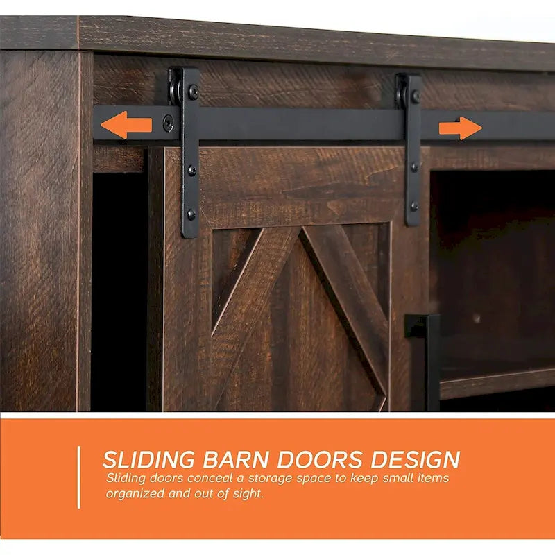 Wampat Farmhouse Sliding Barn Door Wood TV Stand / Storage Cabinet