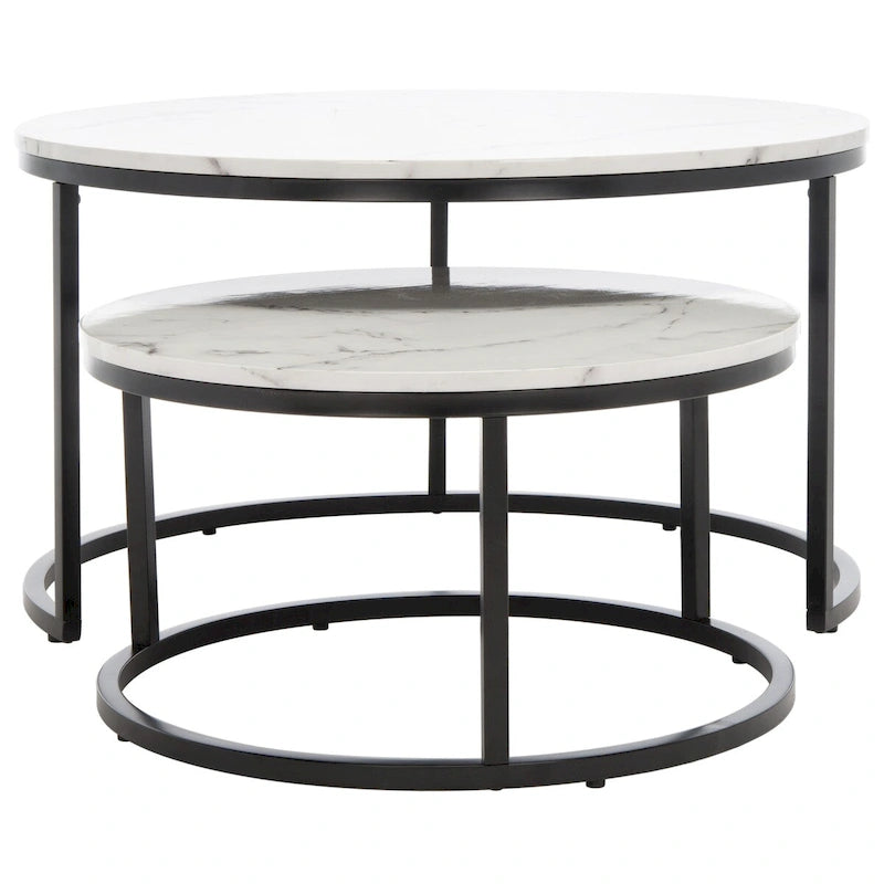 SAFAVIEH Elberta 2 Round Nesting Coffee Table - 43 L x 36 D x 18 H - 32Wx32Dx18H