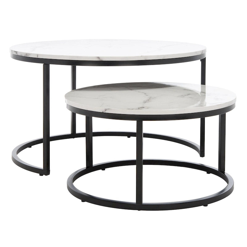 SAFAVIEH Elberta 2 Round Nesting Coffee Table - 43 L x 36 D x 18 H - 32Wx32Dx18H