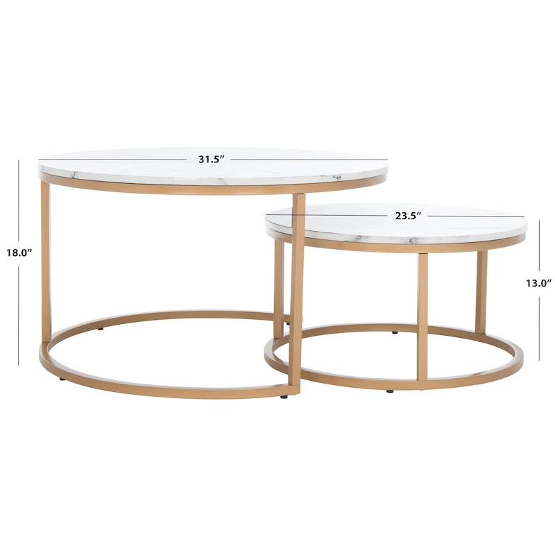 SAFAVIEH Elberta 2 Round Nesting Coffee Table - 43 L x 36 D x 18 H - 32Wx32Dx18H