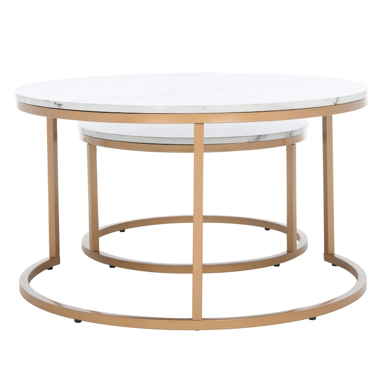SAFAVIEH Elberta 2 Round Nesting Coffee Table - 43 L x 36 D x 18 H - 32Wx32Dx18H