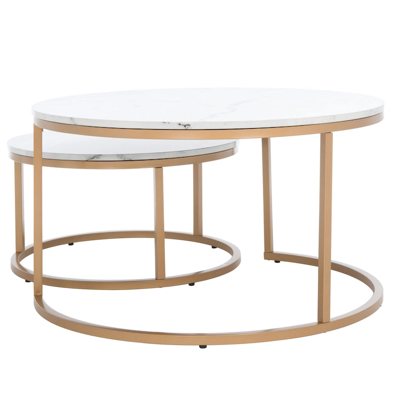 SAFAVIEH Elberta 2 Round Nesting Coffee Table - 43 L x 36 D x 18 H - 32Wx32Dx18H