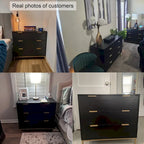 31.5 W 3-Drawer Black Dresser Modern Wood Chest of Drawers Storage Organizer for Bedroom