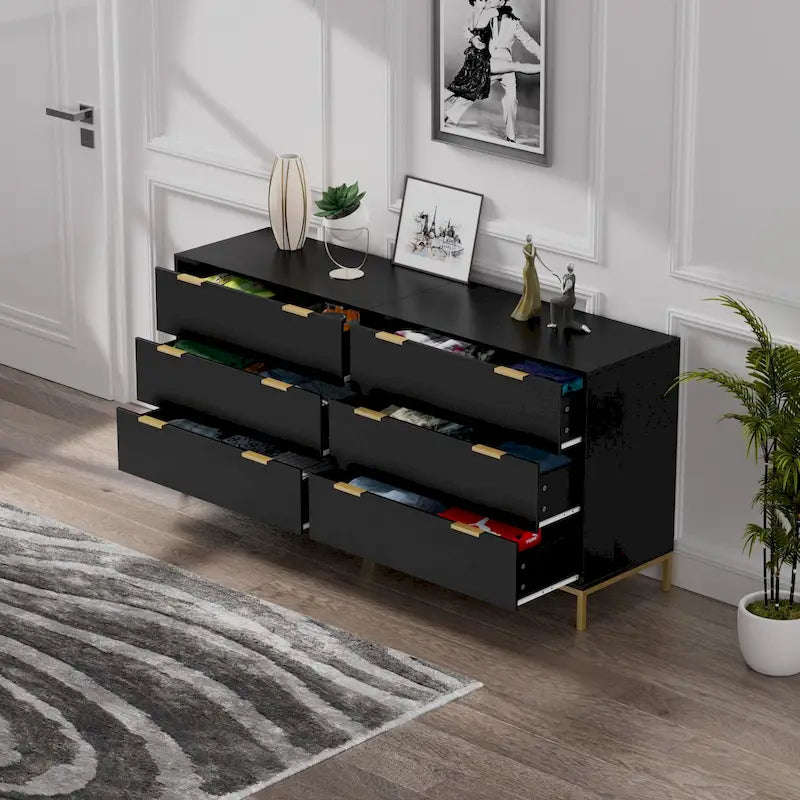 31.5 W 3-Drawer Black Dresser Modern Wood Chest of Drawers Storage Organizer for Bedroom