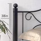 Javlergo Metal Bed Frame with Arched Headboard and Footboard, Heavy Duty Steel Slat Support, No Box Spring Needed