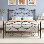 Javlergo Metal Bed Frame with Arched Headboard and Footboard, Heavy Duty Steel Slat Support, No Box Spring Needed