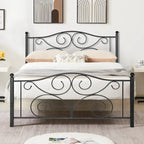 Javlergo Metal Bed Frame with Arched Headboard and Footboard, Heavy Duty Steel Slat Support, No Box Spring Needed