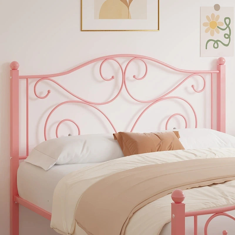 Javlergo Metal Bed Frame with Arched Headboard and Footboard, Heavy Duty Steel Slat Support, No Box Spring Needed