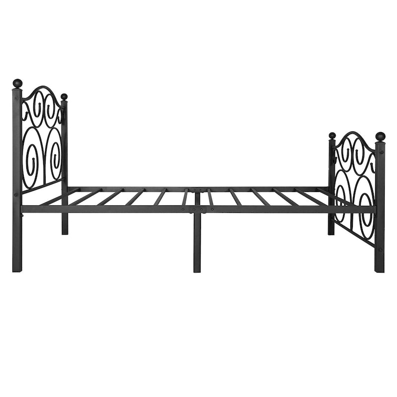 Javlergo Metal Bed Frame with Arched Headboard and Footboard, Heavy Duty Steel Slat Support, No Box Spring Needed
