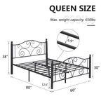 Javlergo Metal Bed Frame with Arched Headboard and Footboard, Heavy Duty Steel Slat Support, No Box Spring Needed