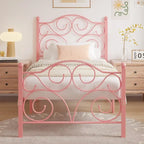 Javlergo Metal Bed Frame with Arched Headboard and Footboard, Heavy Duty Steel Slat Support, No Box Spring Needed